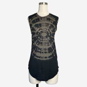 Raquel Allegra Black jersey fitted muscle tank tie dye soft luxury handmade S